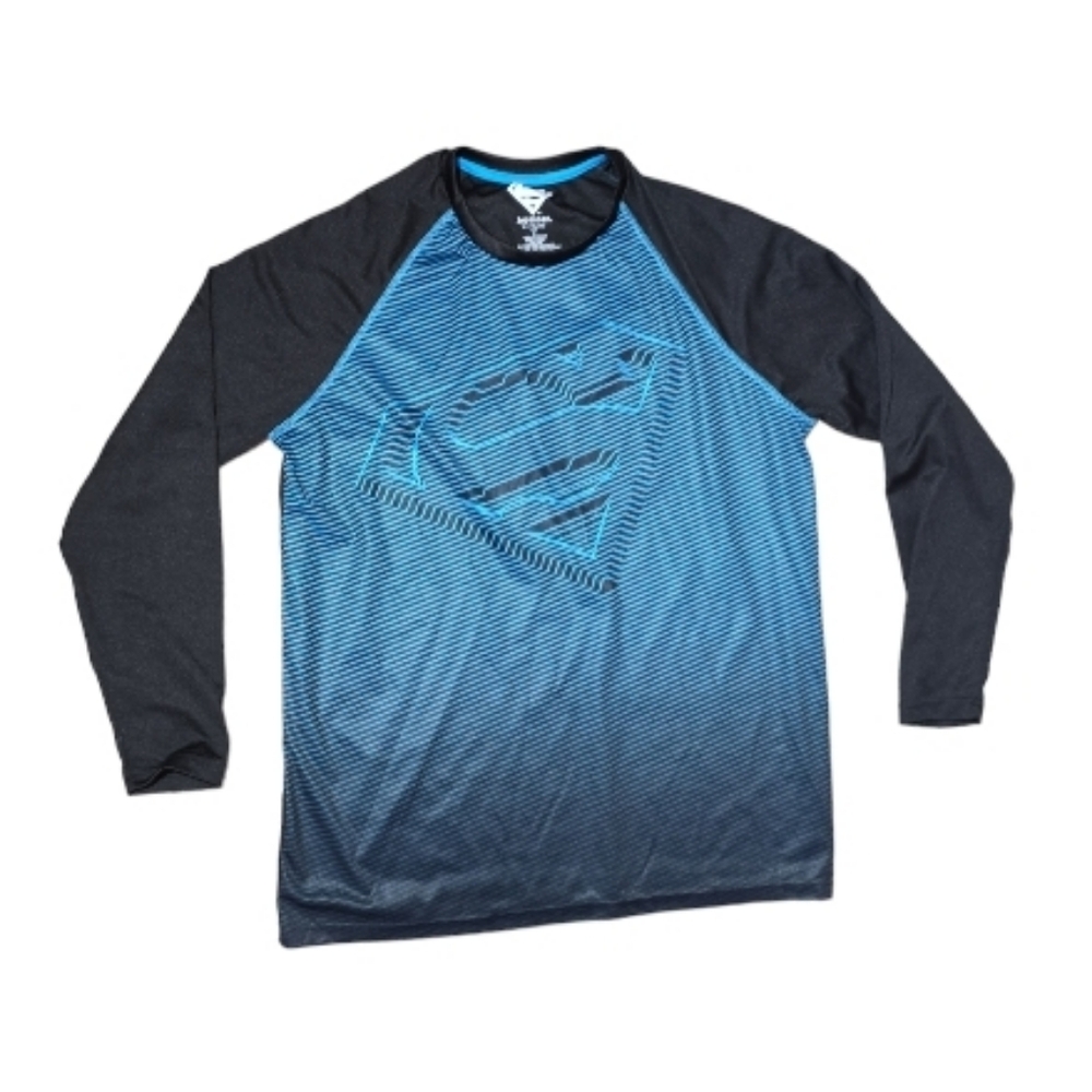 DC Comics Superman Black & Blue Long Sleeve Polyester Men's Size XL long sleeve